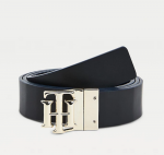 TOMMY HILFIGER WOMAN TH LOGO REVERSIBLE LEATHER BELT 3.0 BLUE CROCO BLACK - Image 2