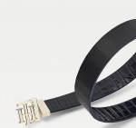 TOMMY HILFIGER WOMAN TH LOGO REVERSIBLE LEATHER BELT 3.0 BLUE CROCO BLACK - Image 3