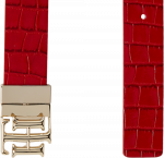 TOMMY HILFIGER WOMAN TH LOGO REVERSIBLE LEATHER BELT 3.0 RED CROCO ALABASTER - Image 4