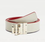 TOMMY HILFIGER WOMAN TH LOGO REVERSIBLE LEATHER BELT 3.0 RED CROCO ALABASTER - Image 2