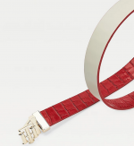 TOMMY HILFIGER WOMAN TH LOGO REVERSIBLE LEATHER BELT 3.0 RED CROCO ALABASTER - Image 3