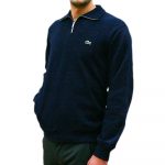 LACOSTE MEN'S ZIPPERED STAND UP COLLAR COTTON SWEATSHIRT BLEU MARINE - Image 2