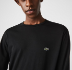 LACOSTE MEN'S CREW NECK PIMA COTTON JERSEY LONG SLEEVE T-SHIRT NOIR - Image 2
