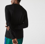 LACOSTE MEN'S CREW NECK PIMA COTTON JERSEY LONG SLEEVE T-SHIRT NOIR - Image 3