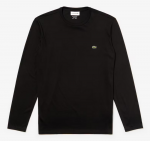 LACOSTE MEN'S CREW NECK PIMA COTTON JERSEY LONG SLEEVE T-SHIRT NOIR - Image 4