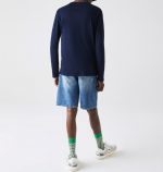LACOSTE MEN'S CREW NECK PIMA COTTON JERSEY LONG SLEEVE T-SHIRT BLEU MARINE - Image 3