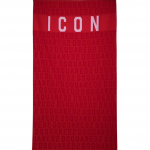 DSQUARED2 ICON LOGO PRINT BEATCH TOWEL RED  180X100