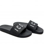 DSQUARED2 SLIDES BE ICON RUBBER ICON PRINT BLACK