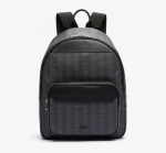 LACOSTE ALLOVER MONOGRAM BACKPACK POLYVINYL CHLORIDE NOIR GRIS