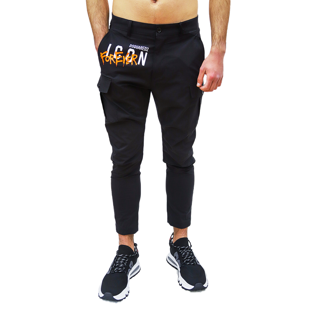 S79KA0030-S53578-900-1 DSQUARED2 ICON4EVER SEXY CARGO PANT BLACK - Image 1