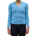 POLO RALPH LAUREN WOMAN BSR LONG SLEEVE V-NECK SWEATER FRENCH TURQUOISE
