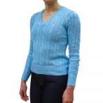 POLO RALPH LAUREN WOMAN BSR LONG SLEEVE V-NECK SWEATER FRENCH TURQUOISE - Image 2