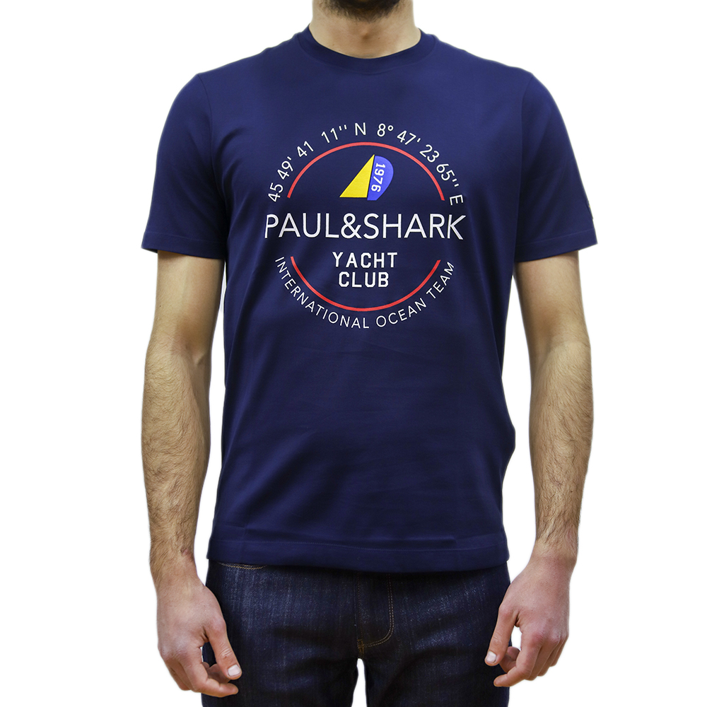 22411103-013-1 PAUL&SHARK 1976 YACHT CLUB ORGANIC COTTON T-SHIRT NAVY - Image 1