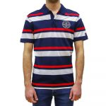 PAUL&SHARK ORGANIC COTTON PIQUE STRIPE POLO WHITE BLUE RED