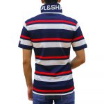 PAUL&SHARK ORGANIC COTTON PIQUE STRIPE POLO WHITE BLUE RED - Image 3