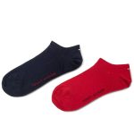 TOMMY HILFIGER MEN 2 PACK FLAG TRAINER SOCKS NAVY RED