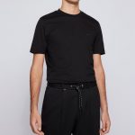 BOSS MEN COTTON THOMPSON 01 JERSEY SHORT SLEEVE T-SHIRT BLACK