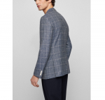 BOSS H-HUTSON-222 SLIM FIT JACKET IN A CHECKED WOOL-LINED BLEND NAVY - Image 4