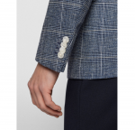 BOSS H-HUTSON-222 SLIM FIT JACKET IN A CHECKED WOOL-LINED BLEND NAVY - Image 5