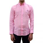 POLO RALPH LAUREN CUSTOM FIT LINEN SHIRT CARMEL PINK