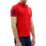 POLO RALPH LAUREN CUSTOM SLIM FIT TRIPLE PONY MESH POLO SHIRT RED - Image 3
