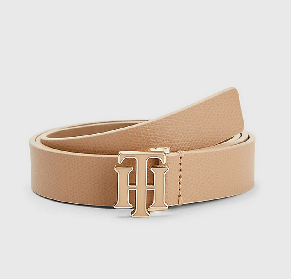 AW0AW11695-ABR-1 TOMMY HILFIGER WOMAN TH OUTLINE LOGO BELT 2.5 SANDRIFT - Image 1