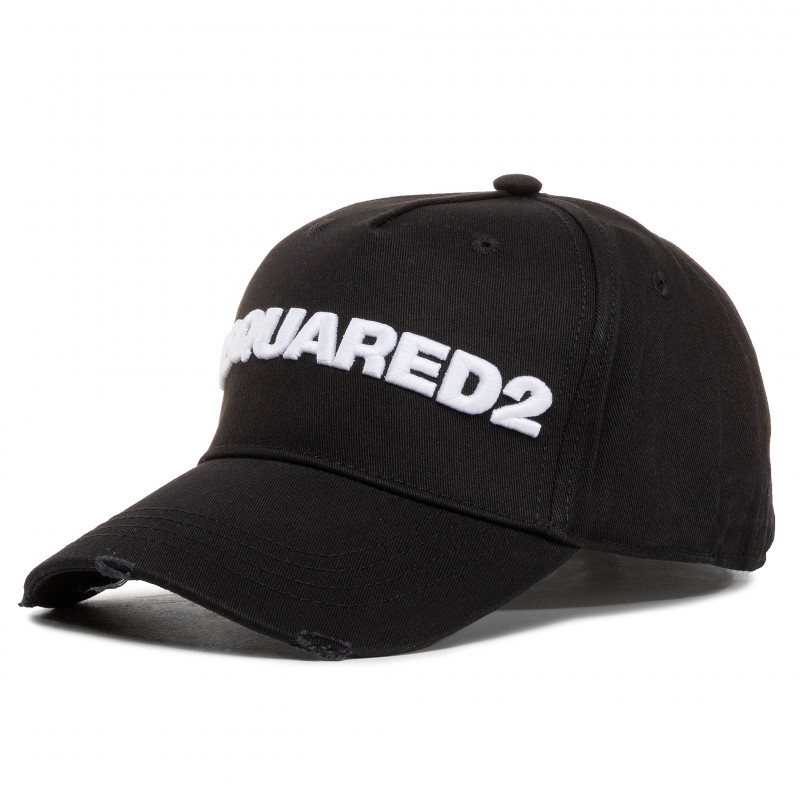BCM0028-05C00001-M063-1 DSQUARED2 EMBROIDERED BASEBALL CAPS DSQ2 LOGO BLACK WHITE - Image 1