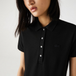 LACOSTE WOMEN'S SLIM FIT STRETCH COTTON PIQUE POLO SHIRT BLACK - Image 2