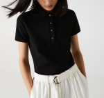 LACOSTE WOMEN'S SLIM FIT STRETCH COTTON PIQUE POLO SHIRT BLACK