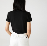 LACOSTE WOMEN'S SLIM FIT STRETCH COTTON PIQUE POLO SHIRT BLACK - Image 3