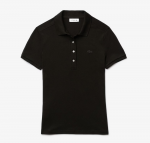 LACOSTE WOMEN'S SLIM FIT STRETCH COTTON PIQUE POLO SHIRT BLACK - Image 4
