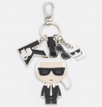 KARL LAGERFELD KARL IKONIK CHARM KEYCHAIN NICKEL BLACK WHITE