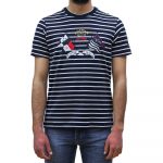 PAUL&SHARK STRIPED CREW ORGANIC COTTON T-SHIRT NAVY WHITE