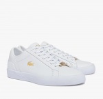 LACOSTE WOMAN LEROND 0722 LEATHER SNEAKERS WHITE GOLD