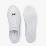 LACOSTE WOMAN LEROND 0722 LEATHER SNEAKERS WHITE GOLD - Image 3