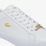 LACOSTE WOMAN LEROND 0722 LEATHER SNEAKERS WHITE GOLD - Image 5
