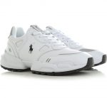 POLO RALPH LAUREN MEN JOGGER LEATHER PANELLED SNEAKER WHITE BLACK