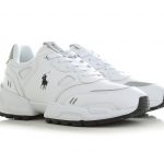 POLO RALPH LAUREN MEN JOGGER LEATHER PANELLED SNEAKER WHITE BLACK