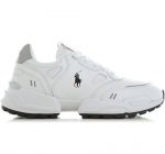 POLO RALPH LAUREN MEN JOGGER LEATHER PANELLED SNEAKER WHITE BLACK - Image 2
