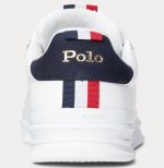 POLO RALPH LAUREN MEN HERITAGE COURT LEATHER SNEAKER WHITE NAVY RED - Image 3