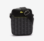 LACOSTE ALLOVER MONOGRAM VERTICAL CAMERA BAG POLYVINYL CHLORIDE NOIR LIMEIRA