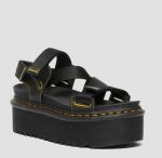 DR MARTENS KIMBER WEBBING HYDRO LEATHER SANDALS BLACK