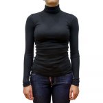 POLO RALPH LAUREN WOMAN LONG SLEEVE KNIT ROLL NECK BLACK