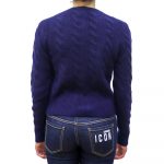 POLO RALPH LAUREN WOMAN CABLE KNIT WOOL CASHMERE LONG SLEEVE CARDIGAN HUNTER NAVY - Image 3