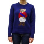 POLO RALPH LAUREN WOMAN LONG SLEEVE BEAR PULLOVER FRENCH NAVY MULTI