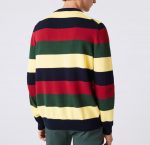 LACOSTE MEN'S STRIPED ORGANIC COTTON JERSEY SWEATER BLEU MARINE JAUNE - Image 2