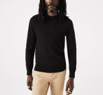 LACOSTE MEN'S CREW NECK MERINO WOOL SWEATER NOIR