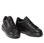 KARL LAGERFELD WOMAN KAPRI METAL MAISON KARL LACE UP SNEAKERS BLACK LTHR MONO - Image 4