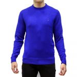 TOMMY HILFIGER MEN PIMA ORGANIC COTTON CASHMERE CREW NECK JUMPER BOLD BLUE
