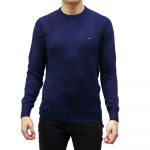 TOMMY HILFIGER MEN PIMA ORGANIC COTTON CASHMERE CREW NECK JUMPER DESERT SKY